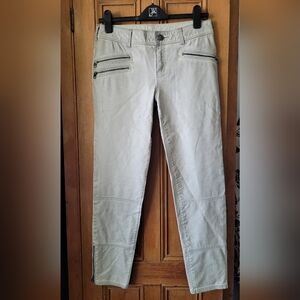 Free People Ankle Zipper Faux Leather Skinny Moto Pants Size 6 Beige